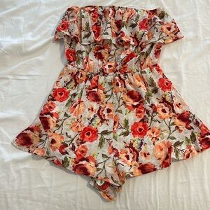 Floral strapless romper